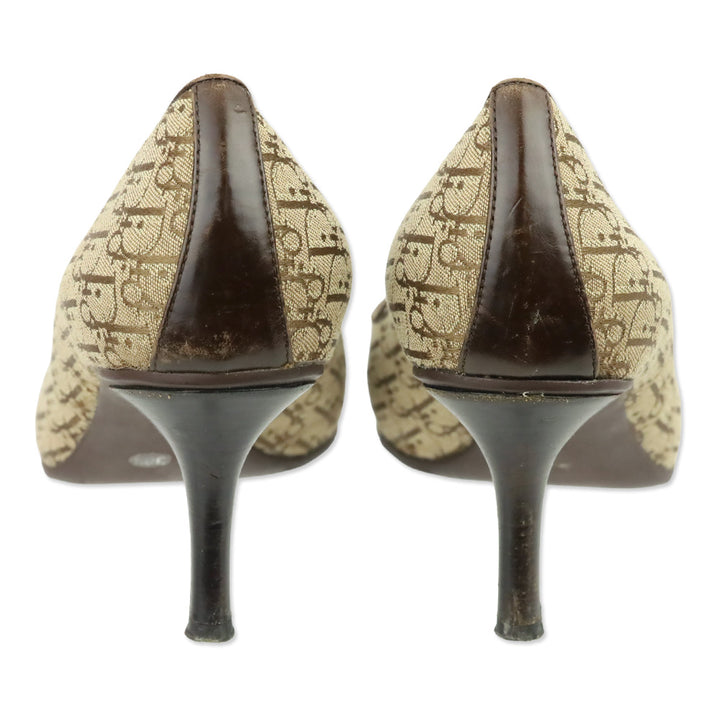Christian Dior 2000s Diorissimo Monogram Leather Trim Pumps