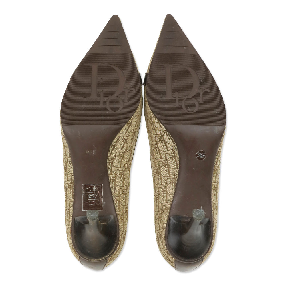 Christian Dior 2000s Diorissimo Monogram Leather Trim Pumps