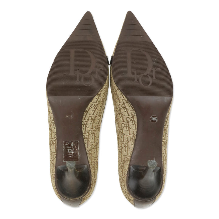 Christian Dior 2000s Diorissimo Monogram Leather Trim Pumps