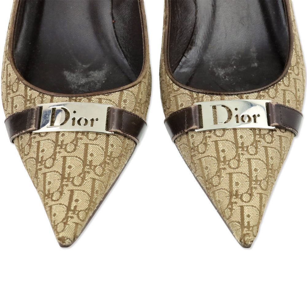 Christian Dior 2000s Diorissimo Monogram Leather Trim Pumps