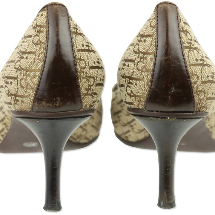 Christian Dior 2000s Diorissimo Monogram Leather Trim Pumps