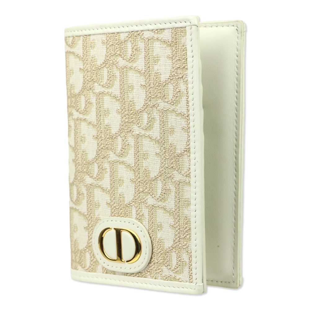 Christian Dior 2025 Cream/Gold Dior Oblique Jacquard 30 Montaigne Passport Holder