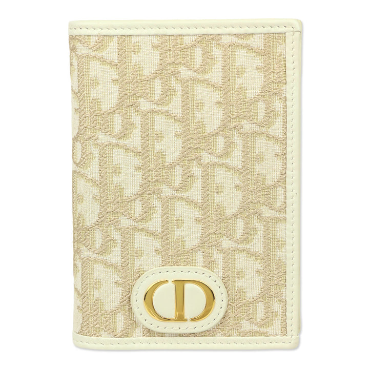 Christian Dior 2025 Cream/Gold Dior Oblique Jacquard 30 Montaigne Passport Holder