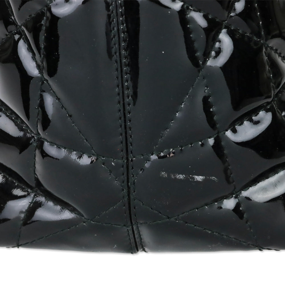 Christian Dior Black Cannage Quilted Patent Leather Granville Satchel Tote