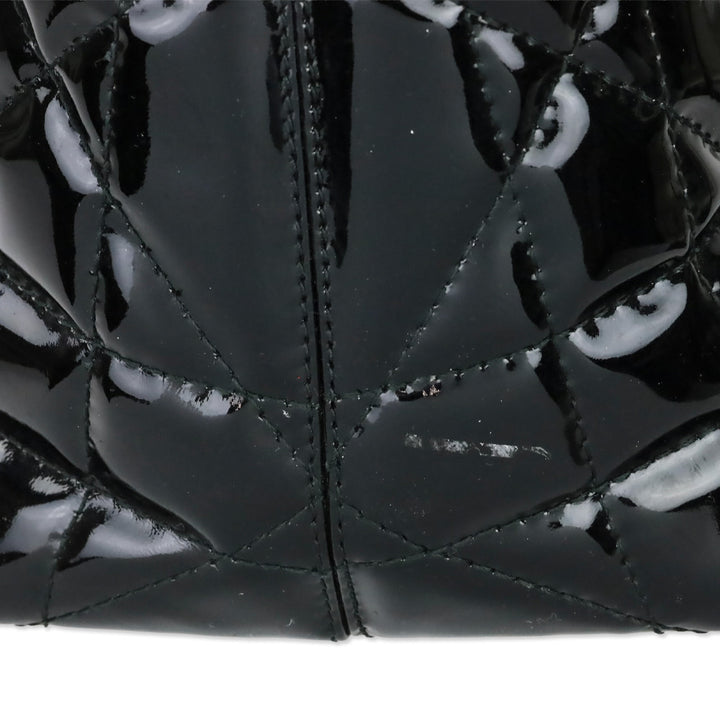 Christian Dior Black Cannage Quilted Patent Leather Granville Satchel Tote