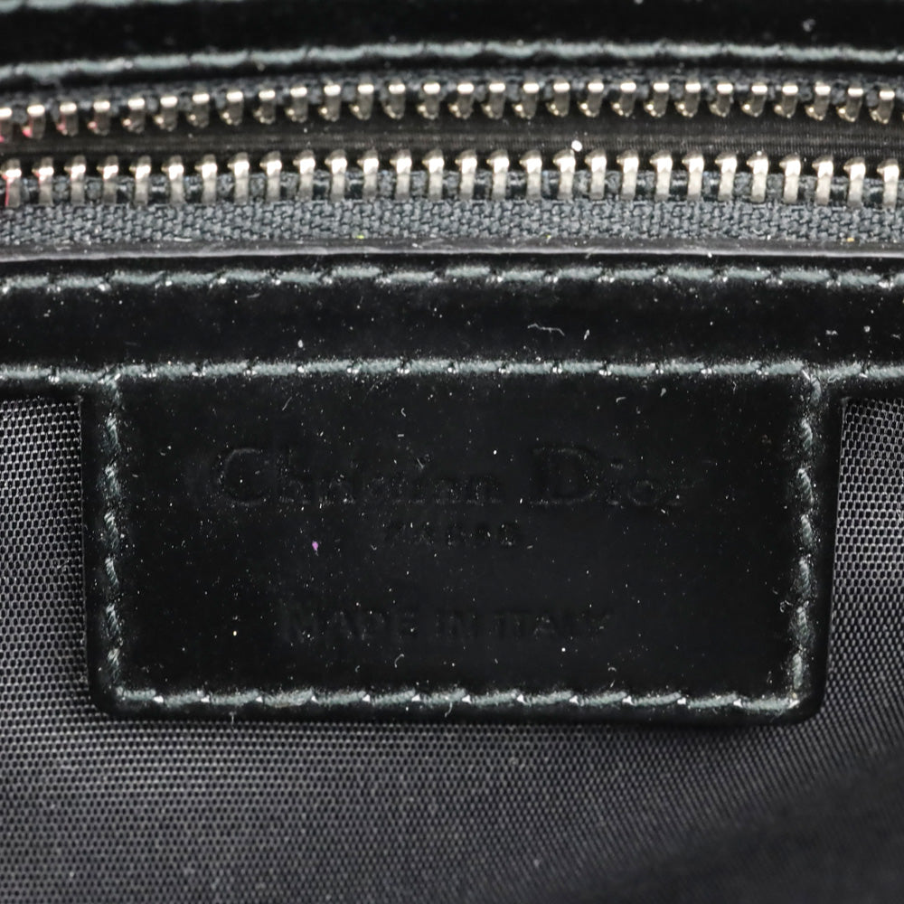 Christian Dior Black Cannage Quilted Patent Leather Granville Satchel Tote