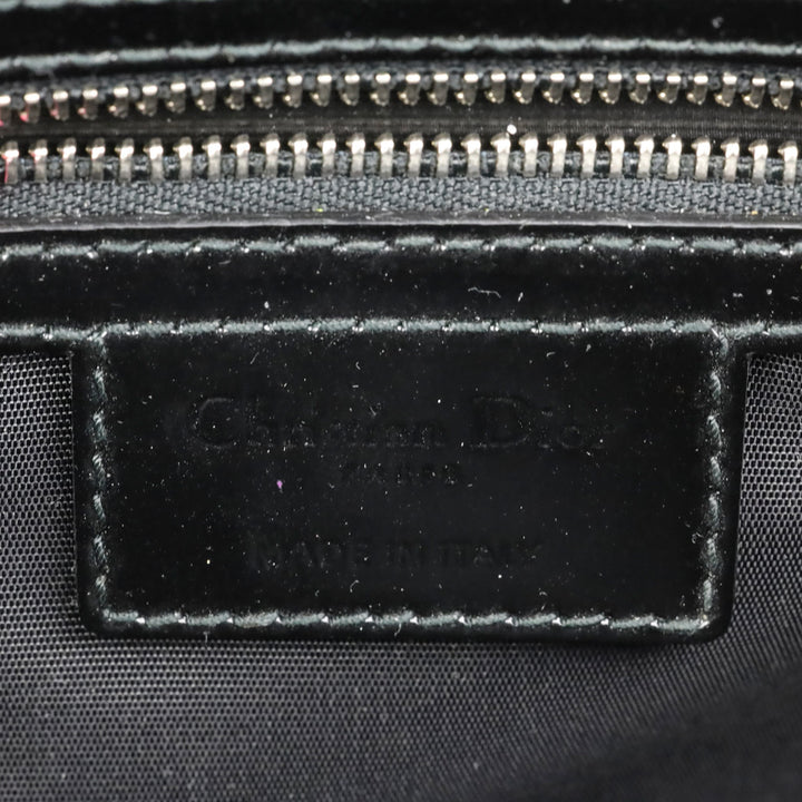 Christian Dior Black Cannage Quilted Patent Leather Granville Satchel Tote