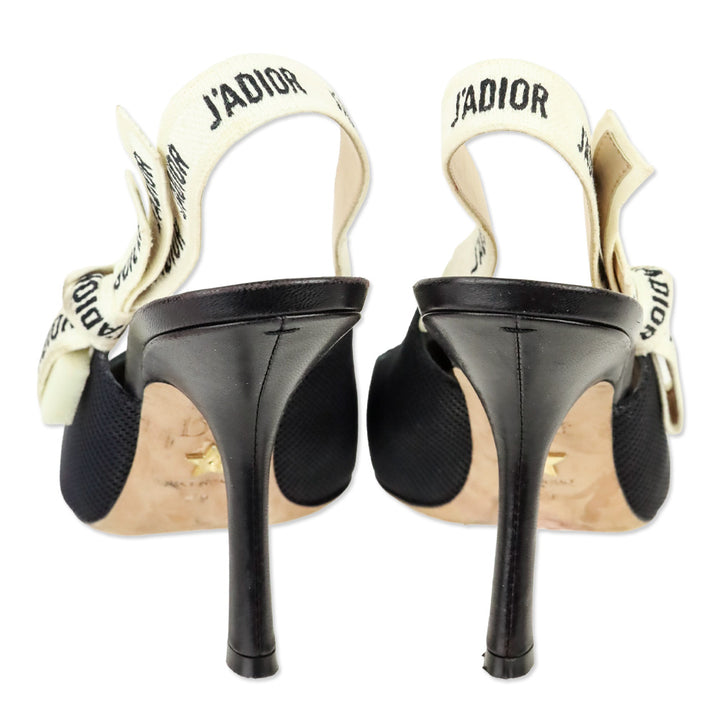 Christian Dior Black Fabric & Ribbon J'Adior Slingback Pumps