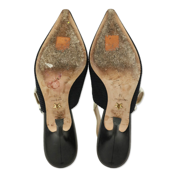Christian Dior Black Fabric & Ribbon J'Adior Slingback Pumps