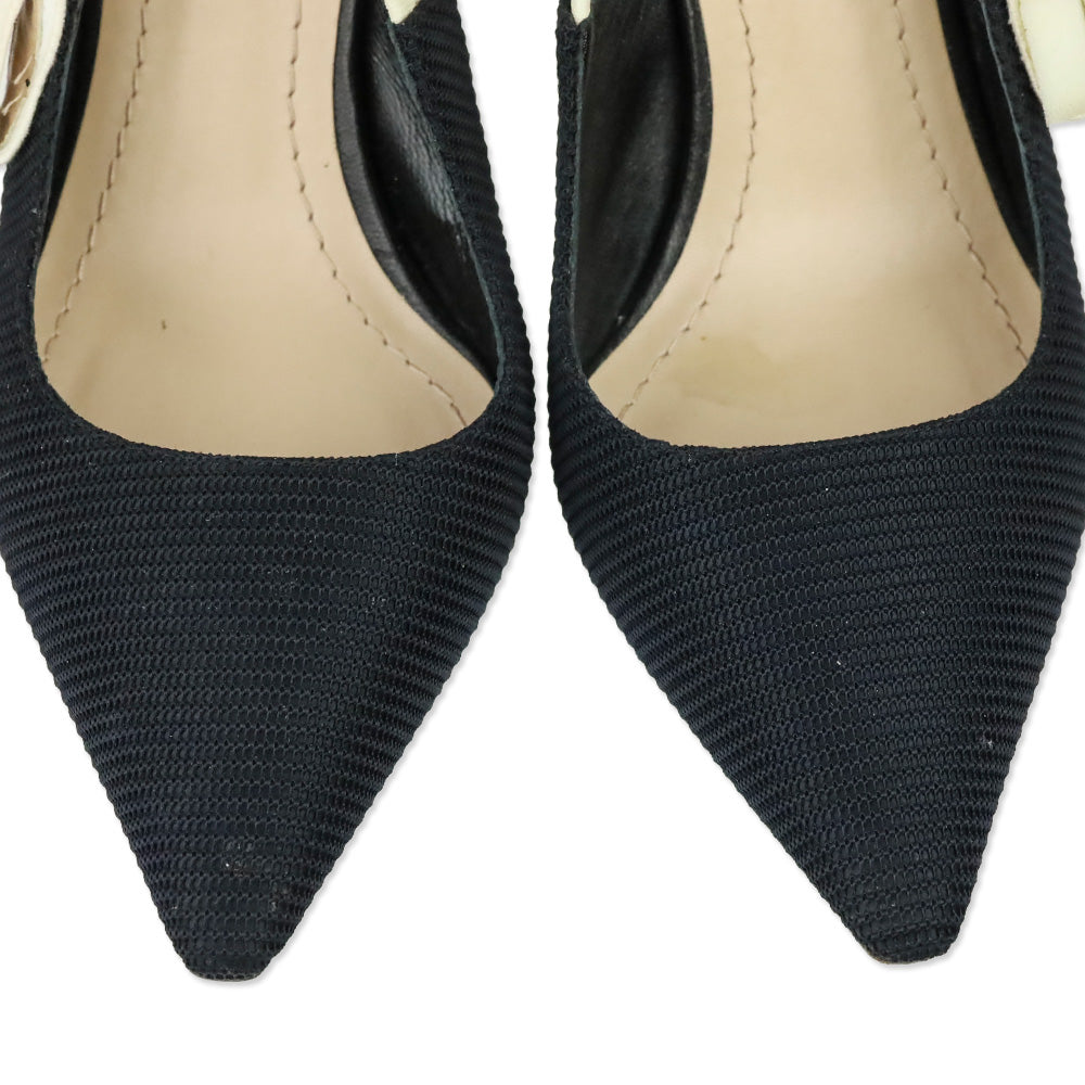 Christian Dior Black Fabric & Ribbon J'Adior Slingback Pumps