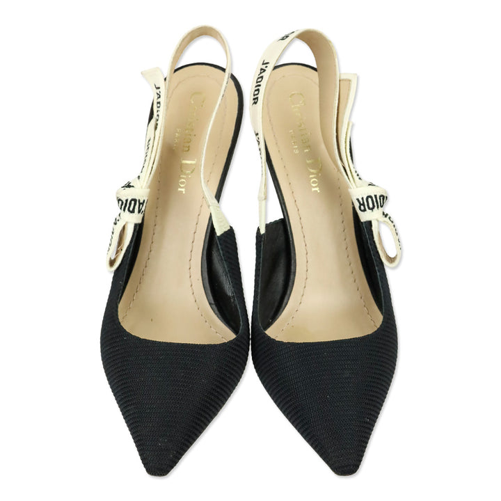 Christian Dior Black Fabric & Ribbon J'Adior Slingback Pumps