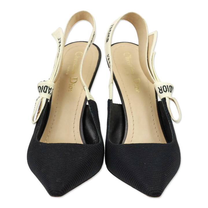 Christian Dior Black Fabric & Ribbon J'Adior Slingback Pumps
