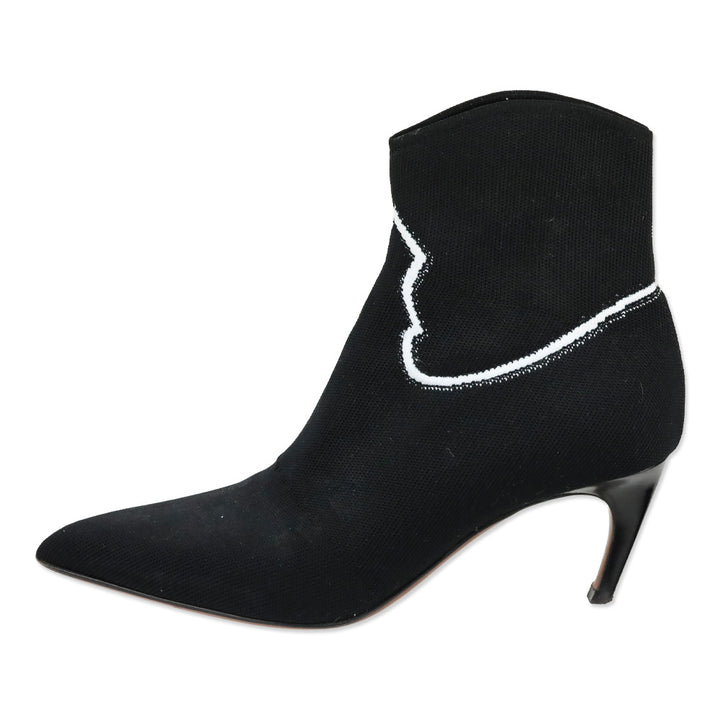 Christian Dior Black Jacquard Knit Western Sock Ankle Booties