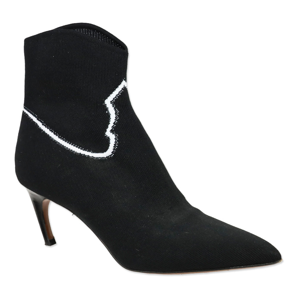 Christian Dior Black Jacquard Knit Western Sock Ankle Booties