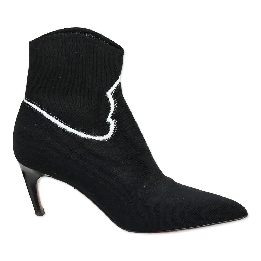 Christian Dior Black Jacquard Knit Western Sock Ankle Booties