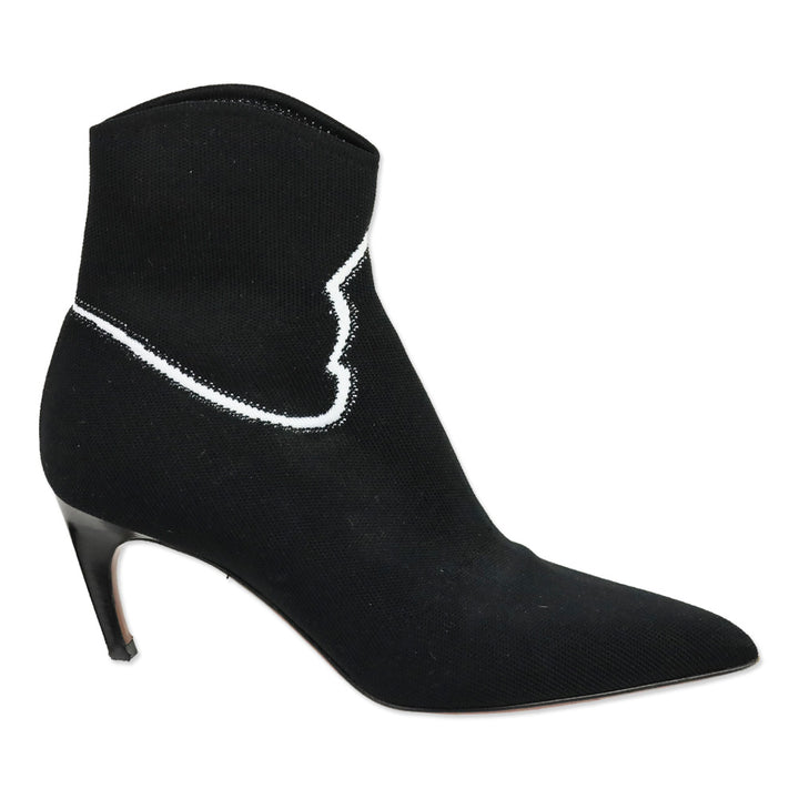 Christian Dior Black Jacquard Knit Western Sock Ankle Booties
