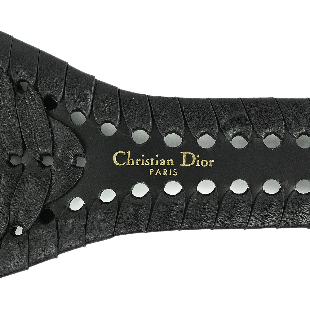 Christian Dior Black Leather Braided 30 Montaigne Waist Belt