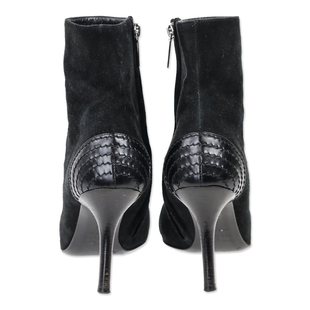 Christian Dior Black Suede Logo Buckle Ankle Booties