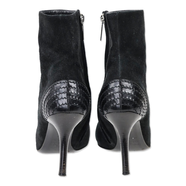 Christian Dior Black Suede Logo Buckle Ankle Booties