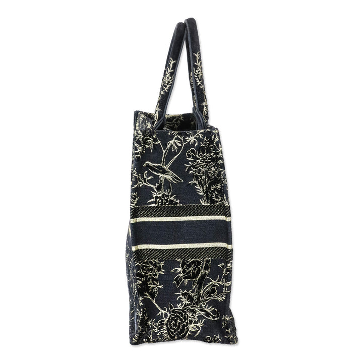 Christian Dior Black/Gold Jardin d'Hiver Embroidered Canvas Large Book Tote