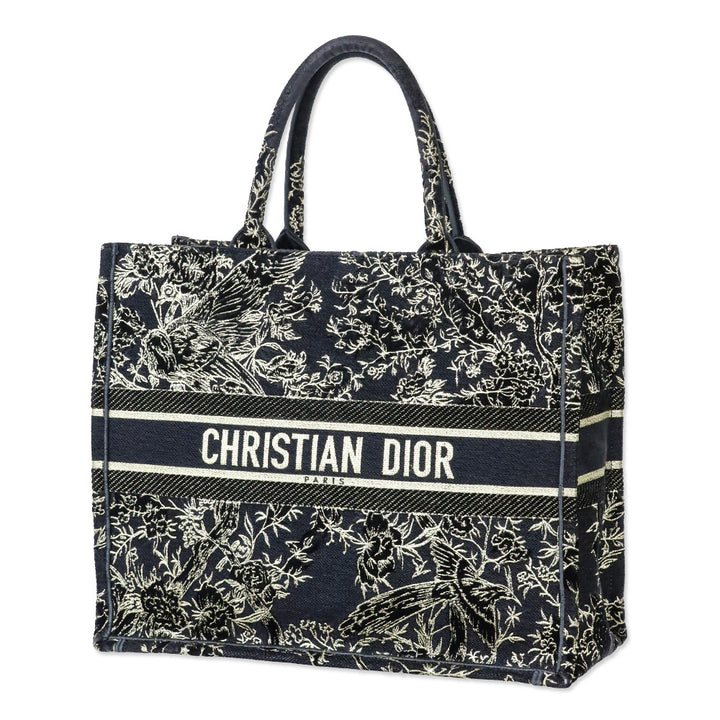 Christian Dior Black/Gold Jardin d'Hiver Embroidered Canvas Large Book Tote