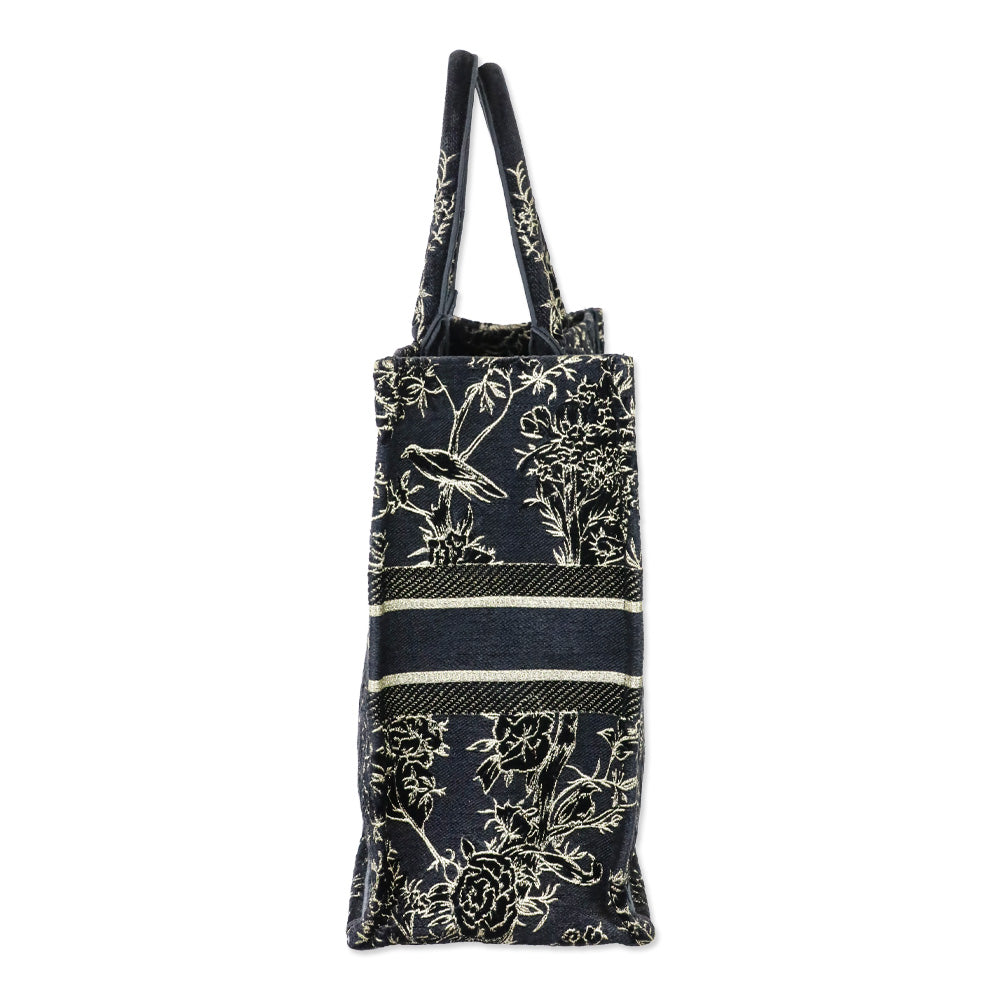 Christian Dior Black/Gold Jardin d'Hiver Embroidered Canvas Large Book Tote