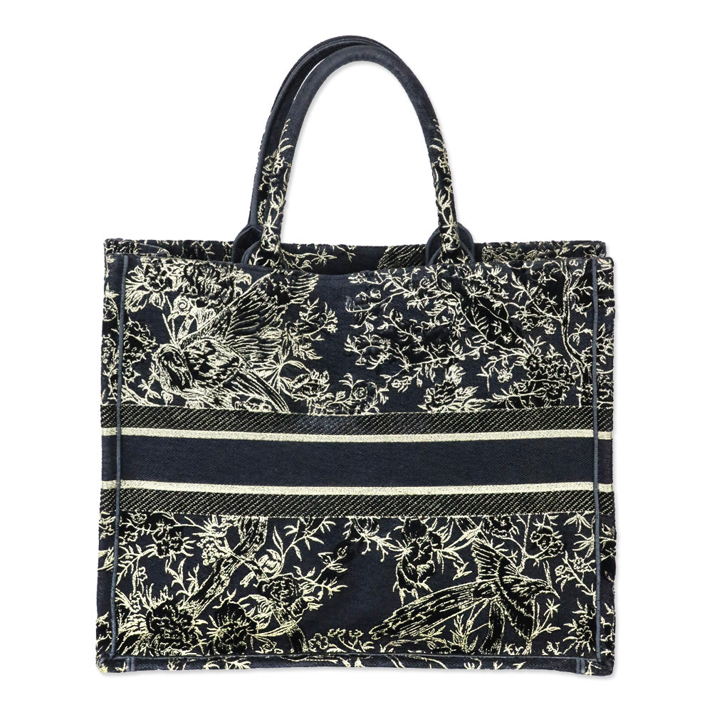 Christian Dior Black/Gold Jardin d'Hiver Embroidered Canvas Large Book Tote