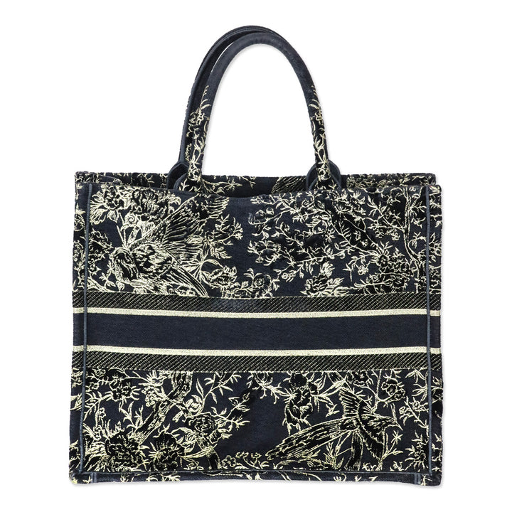 Christian Dior Black/Gold Jardin d'Hiver Embroidered Canvas Large Book Tote