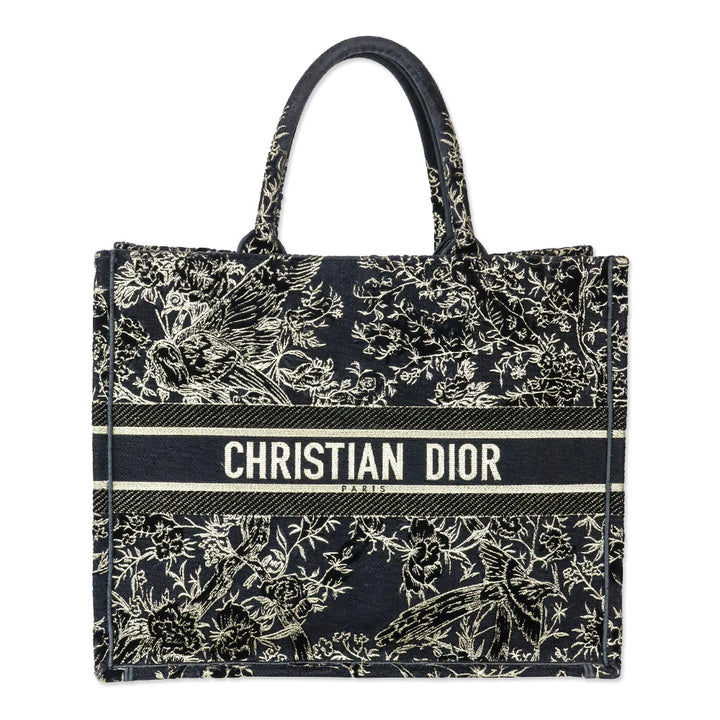 Christian Dior Black/Gold Jardin d'Hiver Embroidered Canvas Large Book Tote