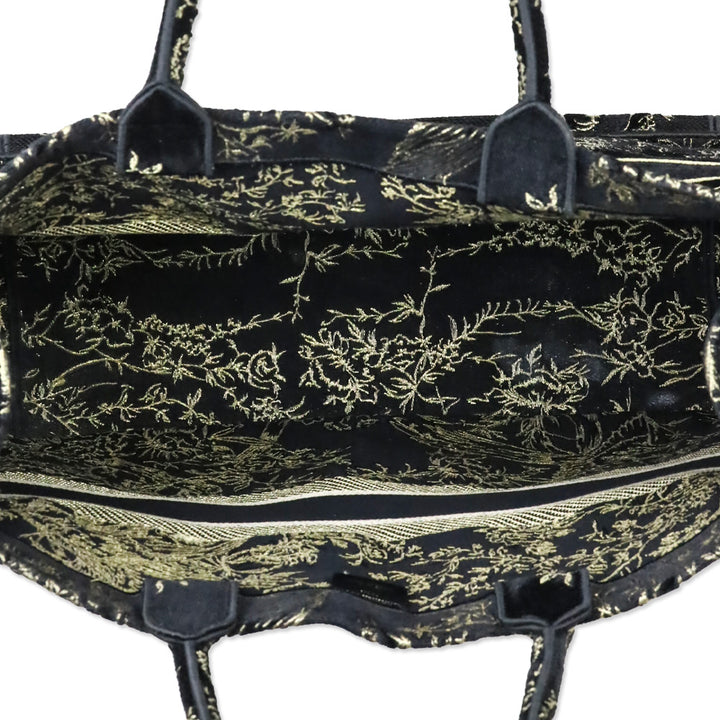 Christian Dior Black/Gold Jardin d'Hiver Embroidered Canvas Large Book Tote