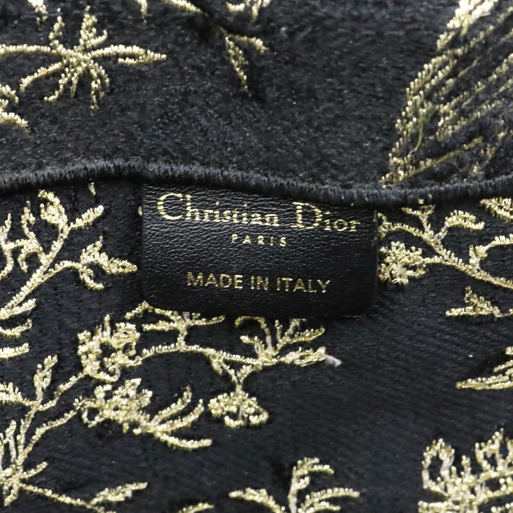 Christian Dior Black/Gold Jardin d'Hiver Embroidered Canvas Large Book Tote