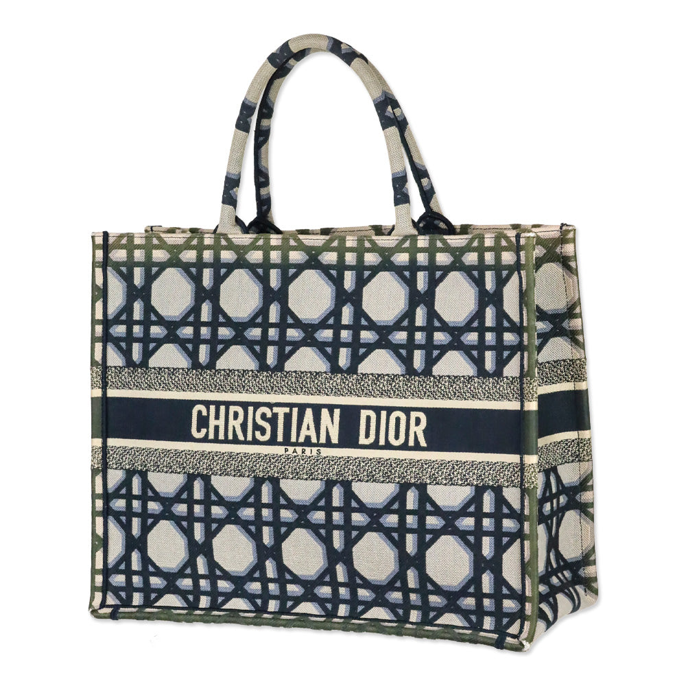 Christian Dior Blue Macrocannage Canvas Large Book Tote