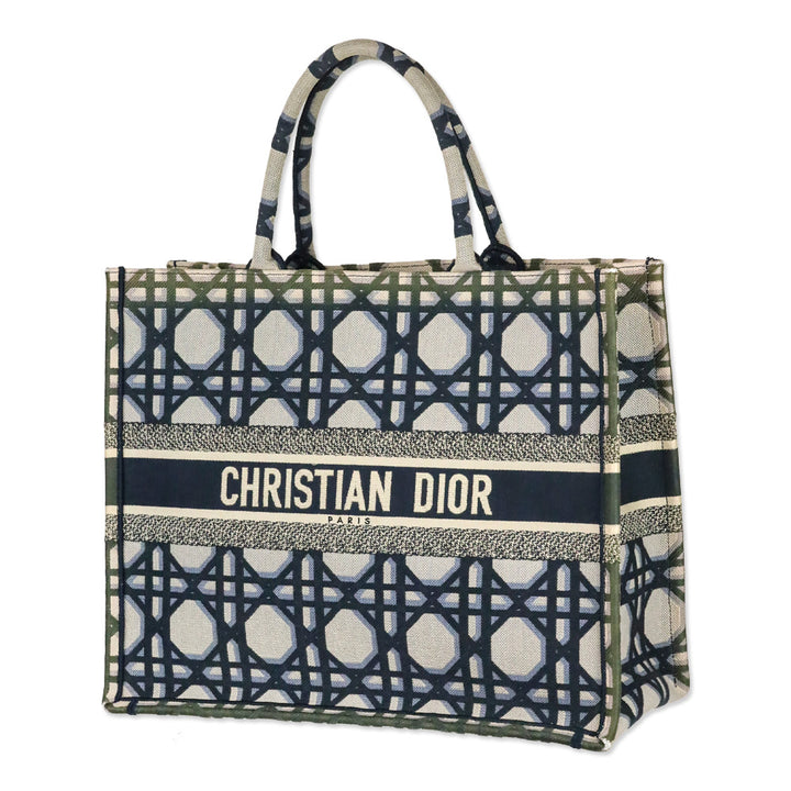 Christian Dior Blue Macrocannage Canvas Large Book Tote