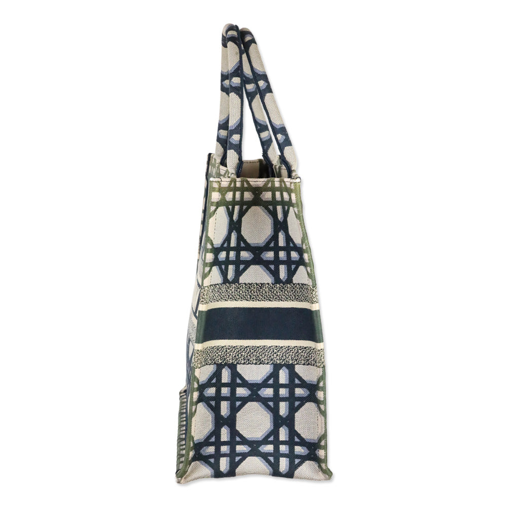 Christian Dior Blue Macrocannage Canvas Large Book Tote