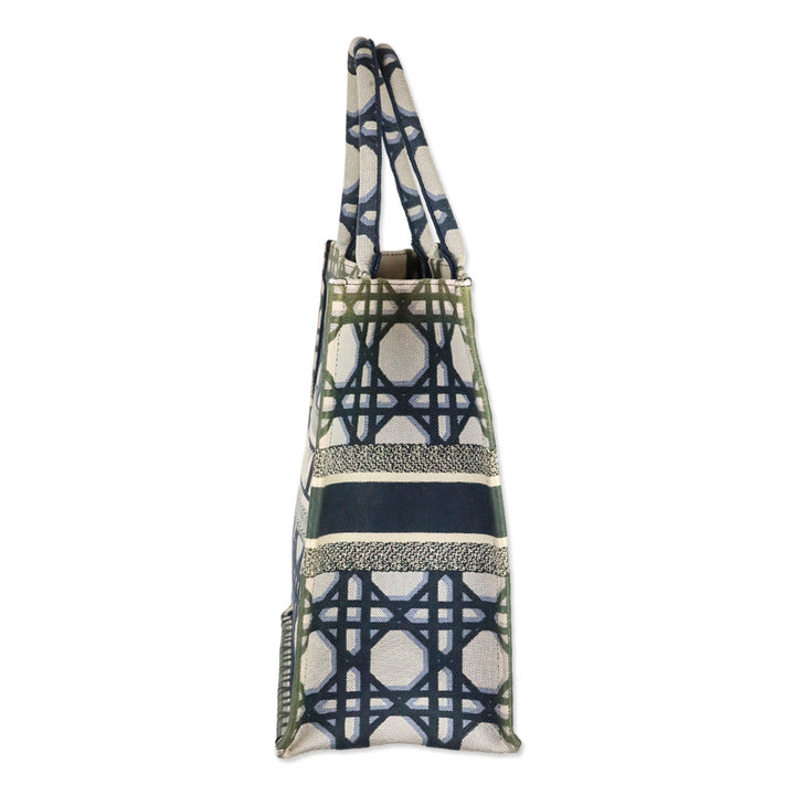 Christian Dior Blue Macrocannage Canvas Large Book Tote