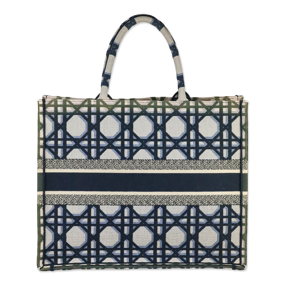 Christian Dior Blue Macrocannage Canvas Large Book Tote