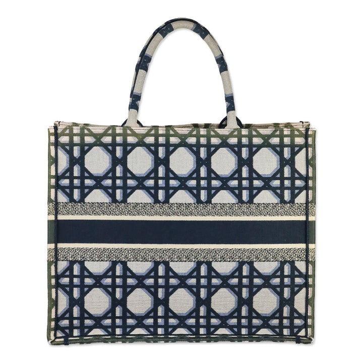 Christian Dior Blue Macrocannage Canvas Large Book Tote
