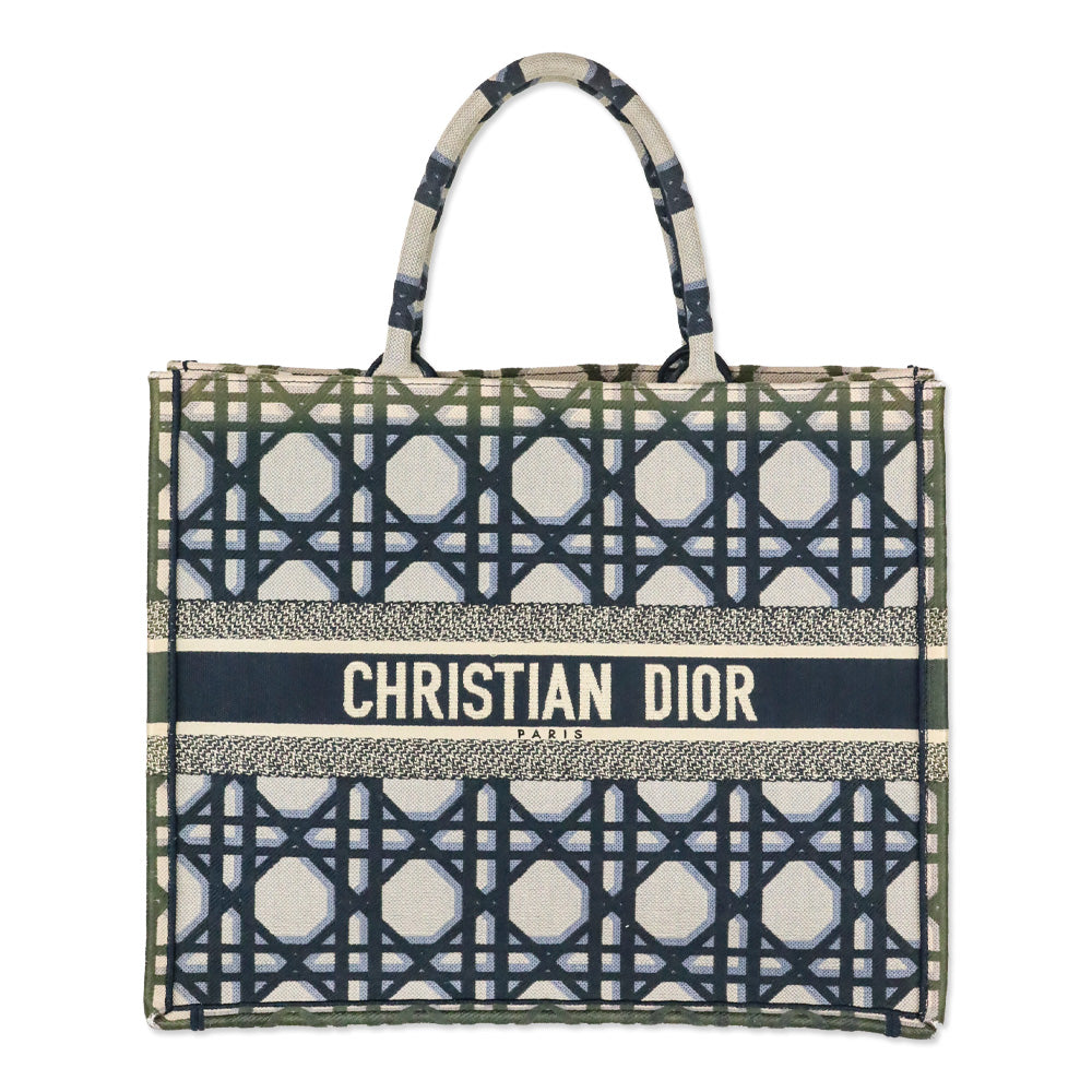 Christian Dior Blue Macrocannage Canvas Large Book Tote