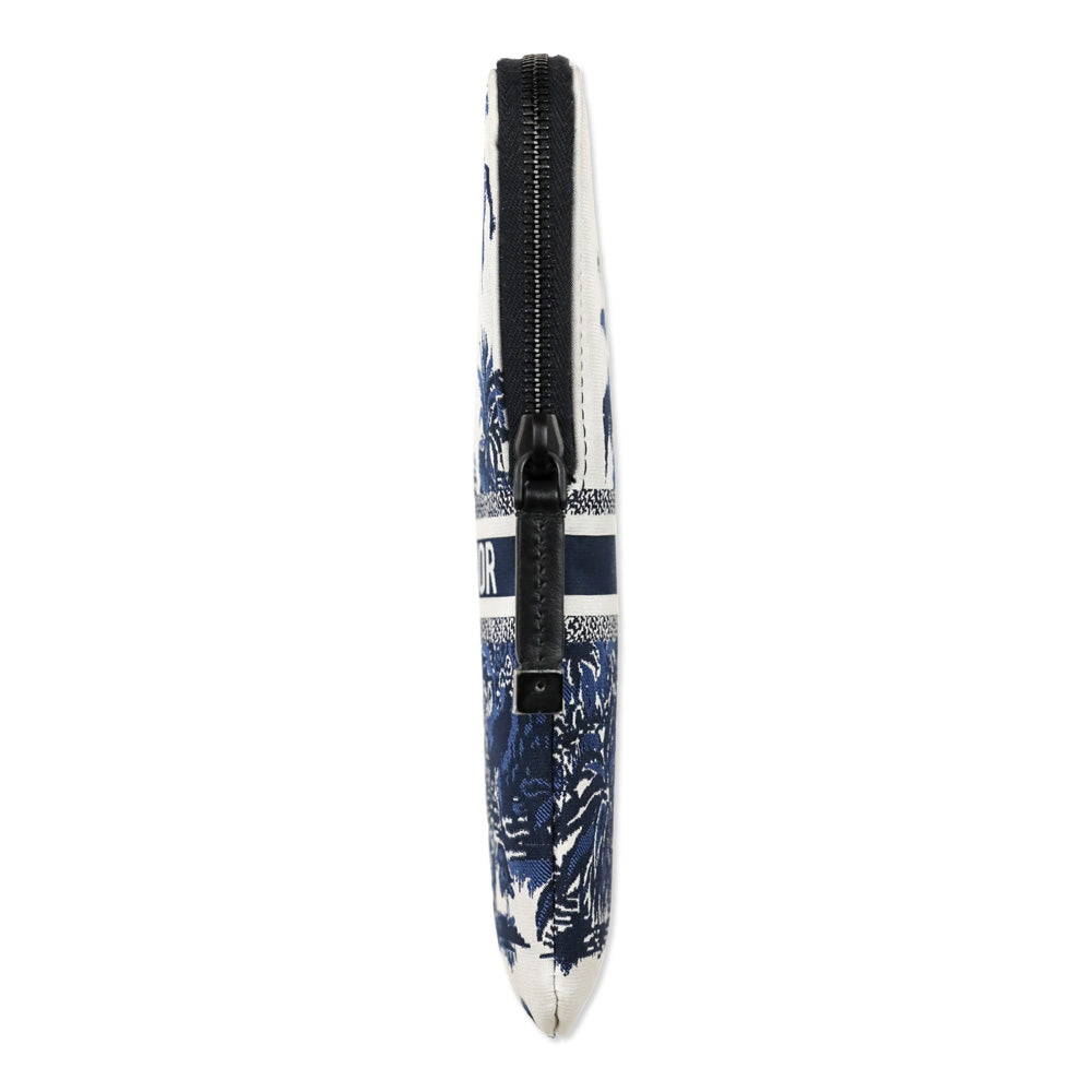 Christian Dior Blue Toile de Jouy Technical Fabric DiorTravel Multifunctional Zipped Pouch