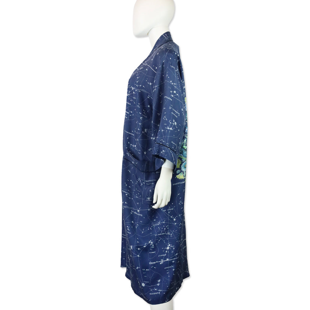 Christian Dior Blue Zodiac Constellation Silk Robe