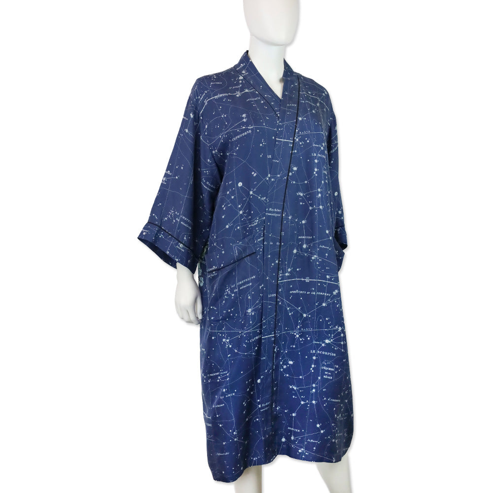 Christian Dior Blue Zodiac Constellation Silk Robe