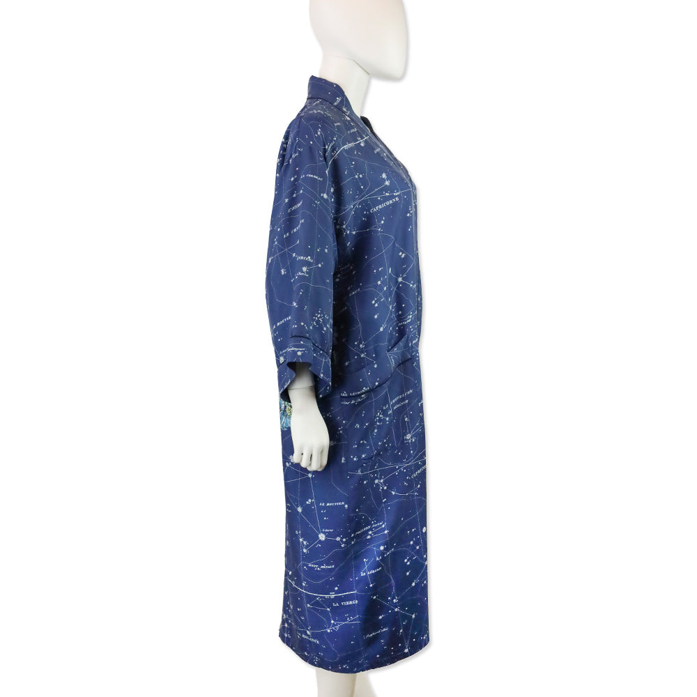 Christian Dior Blue Zodiac Constellation Silk Robe