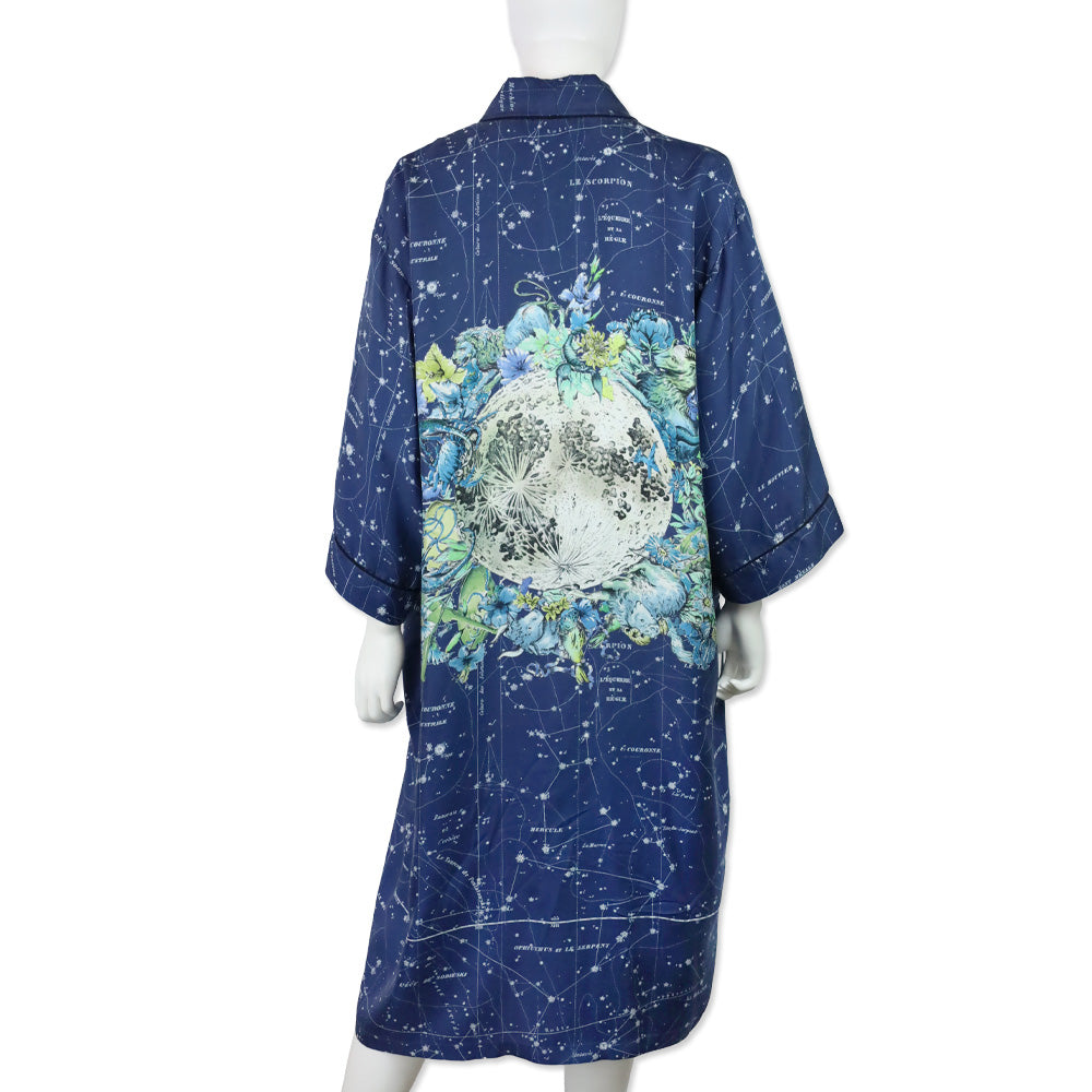 Christian Dior Blue Zodiac Constellation Silk Robe
