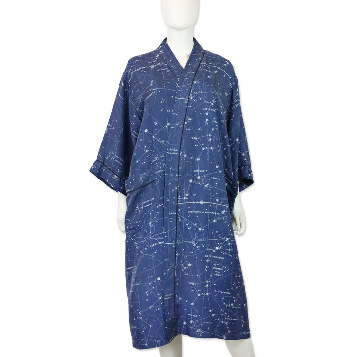 Christian Dior Blue Zodiac Constellation Silk Robe