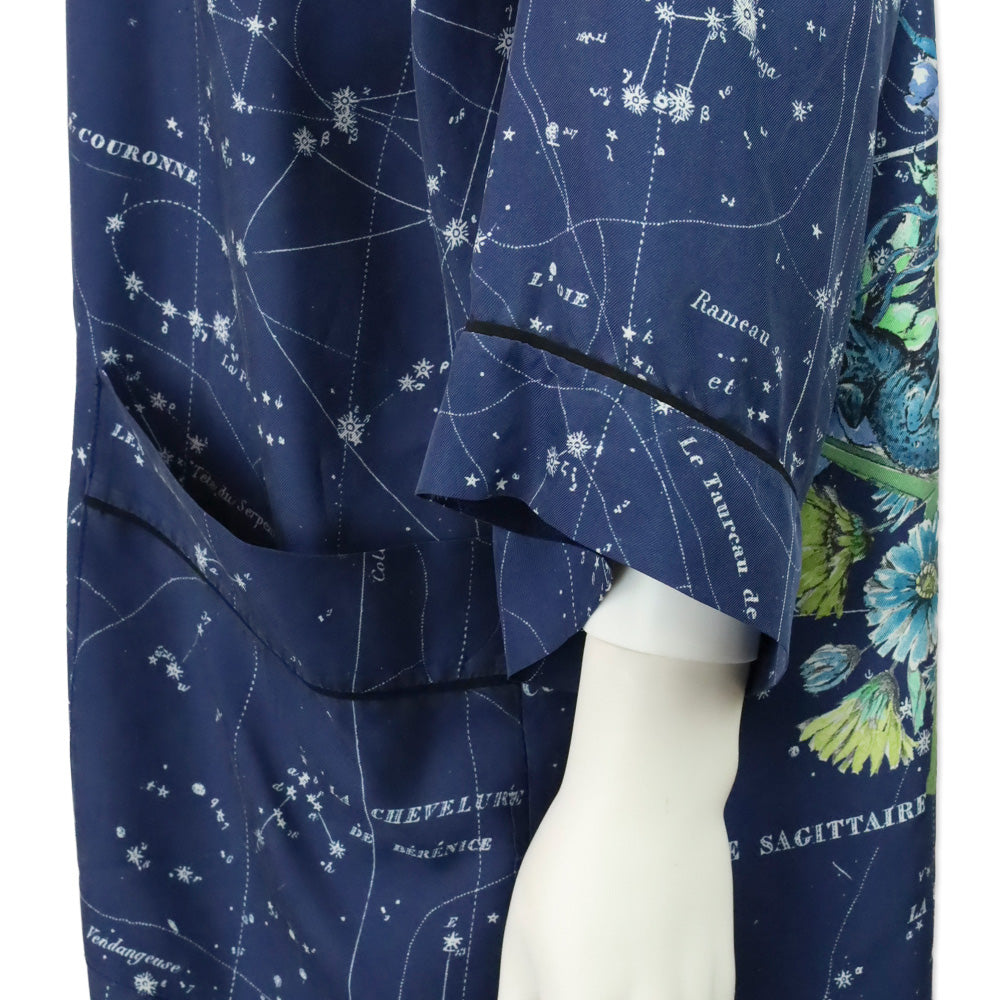 Christian Dior Blue Zodiac Constellation Silk Robe
