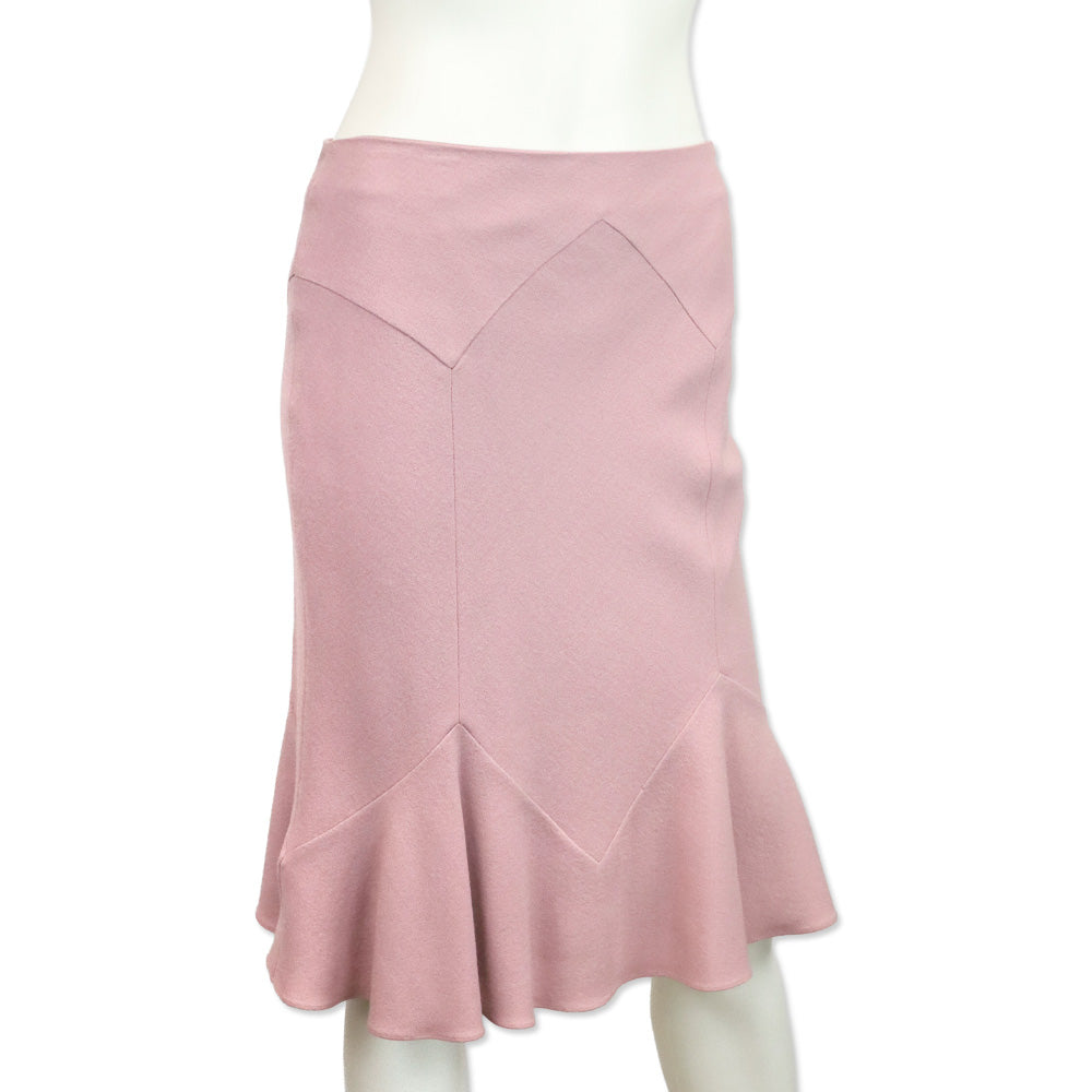 Christian Dior Boutique Paris Dusty Pink Wool Flare Midi Skirt