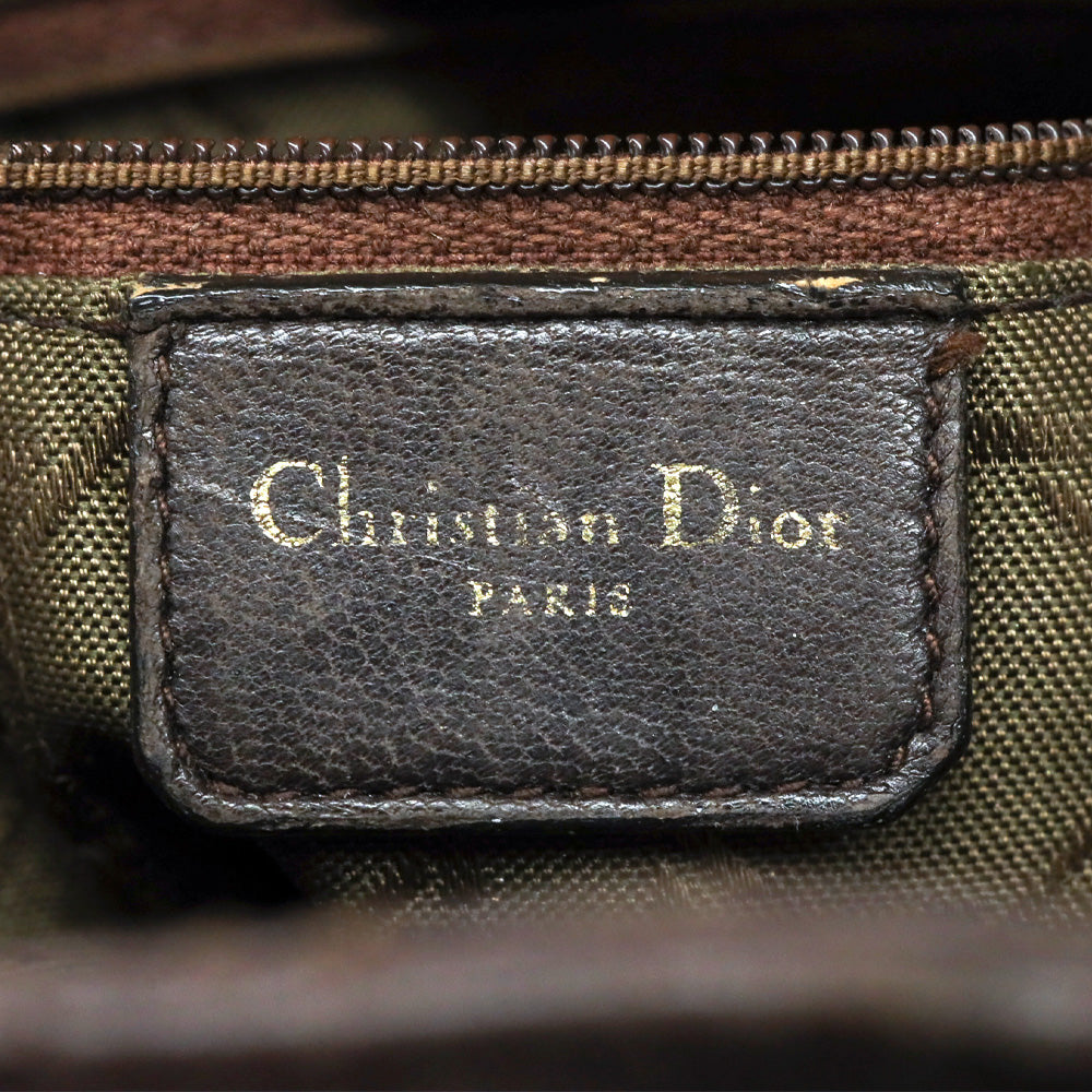 Christian Dior Brown Cannage Quilted Lambskin Leather Large Lady Dior Bag