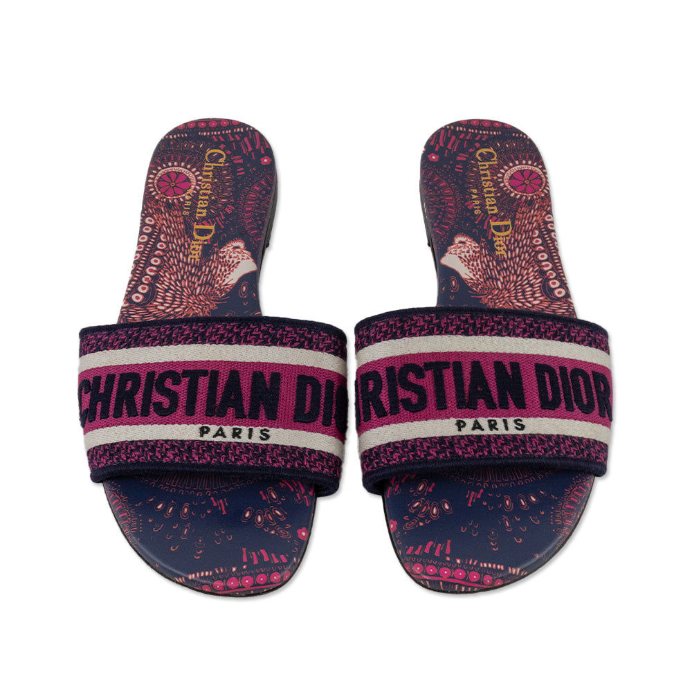 Christian Dior D-Way Printed Canvas Slides