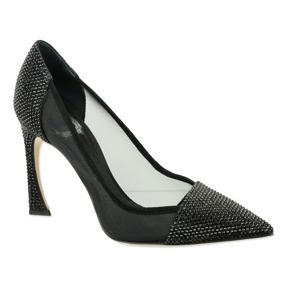 Christian Dior Desir Black Suede & Diamante Beaded Satin Pumps