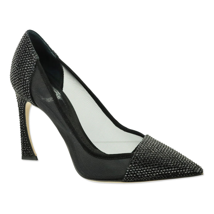 Christian Dior Desir Black Suede & Diamante Beaded Satin Pumps